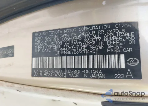 2006 Lexus Sc 430 из США, поврежденный, VIN JTHFN48Y569004951